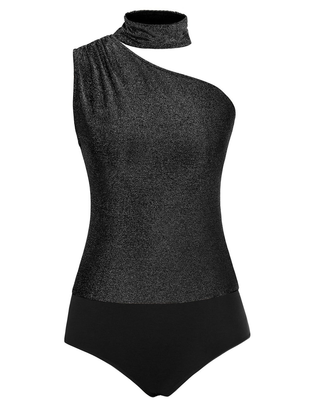 Women Sash Decorated Bodysuit OneShoulder SnapButton Crotch Teddy Kate Kasin