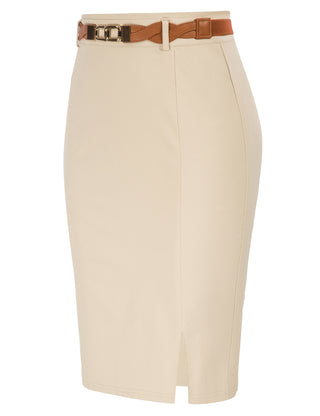 Front Slit Skirt with Belt High Waist Hip-Wrapped Bodycon Skirt