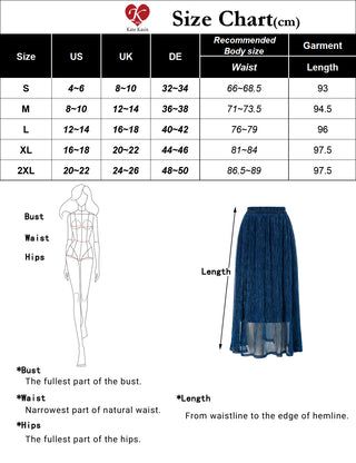 Women High Slit Swing Skirt Casual Elastic High Waist Maxi Skirt