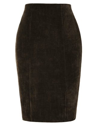 High Waist Chenille Skirt Knee Length Business Work Pencil Skirt