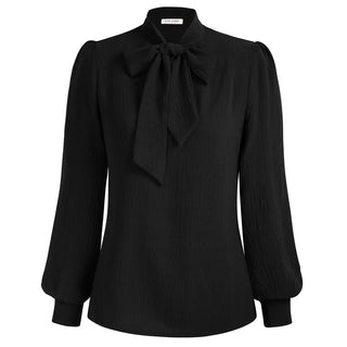 Women Bow-Knot Decorated Shirt Loose Fit Blouse