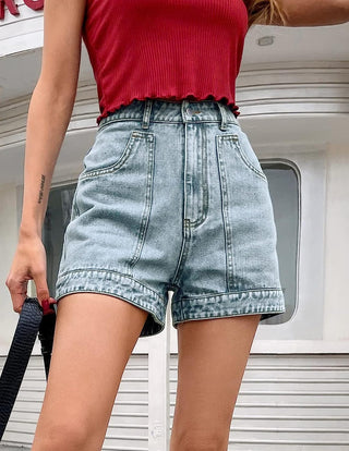 High Waisted Denim Shorts Workout Wide Leg Jean Shorts with Pockets