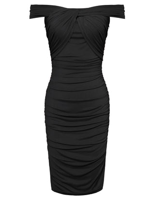 Women Ruched Party Dress Off-Shoulder Above Knee Bodycon Dress