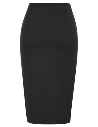 Front Slit Midi Skirt OL Elastic Bodycon Skirt
