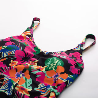 KK Women 2pcs Set Swimsuit V-Neck Ruched Padded Swim Tops+Swim Skirt with Briefs