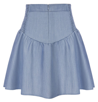 Tiered A-Line Skirt Elastic High Waist Skirt with Attached Shorts