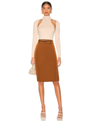 Women's Bodycon Pencil Skirt with Belt Solid Color Hip-Wrapped