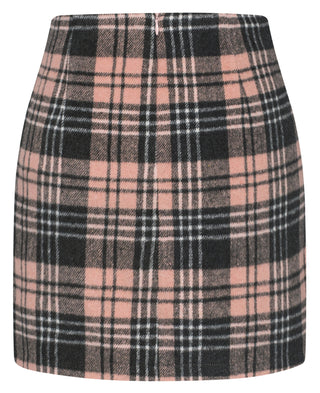 Women Plaided Skirt OL High Waist Mid-Thigh Length Bodcon Skirt