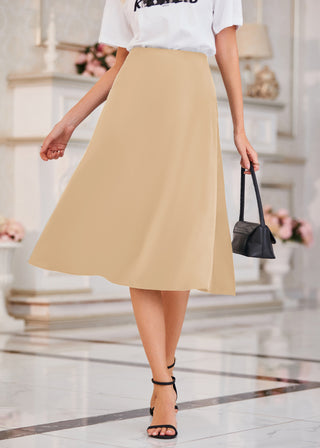 Satin Skirts for Women 2023 Elastic High Waisted Long A-Line Flared Elegant Slip Silk Midi Skirts