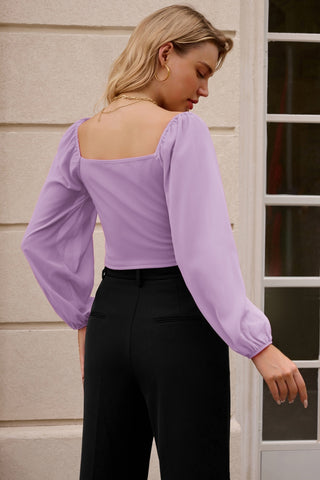 Women Corset Tops Sheer Long Sleeve Blouse Crop Tops Off The Shoulder Shirts Square Neck Fall Blouses 2023
