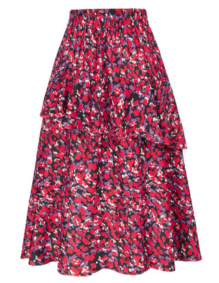 Dual-Layer Midi Skirt Elastic High Waist A-Line Skirt
