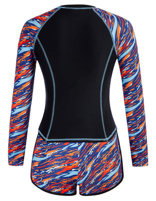 Surfing Suit Long Sleeve Crew Neck Padded Tops+Briefs Swimwear Swimsuit