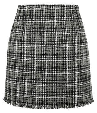 Women Raw Hem Skirt Casual Elastic Waist Buttons Decorated Mid-Thigh Skirt
