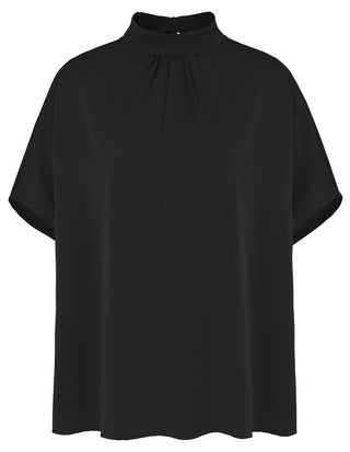 Women’s Batwing Sleeve Blouse Tops Mock Neck Polka Dot Blouses Casual Tie Back Drape Shirts