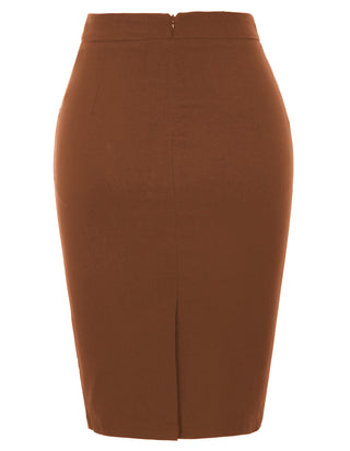 Womens Knee Length Elastic Waist Stretchy Bodycon Business Pencil Skirt