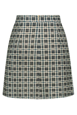 Women Ruched Skirt Elastic Waist Front Slit Mid-Thigh Length A-Line Skirt