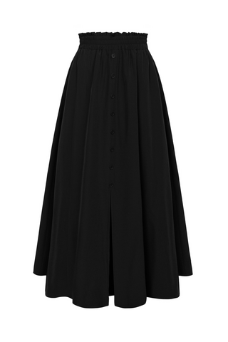 Women Front Slit Skirt High Waist Irregular Hem Below Mid-Calf A-Line Skirt