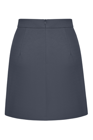 Women Ruched Skirt High Waist Front Slit Above Knee A-Line Skirt