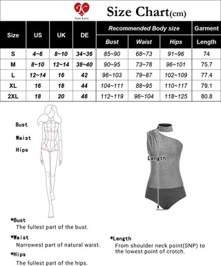 Women Sash Decorated Bodysuit One-Shoulder Snap-Button Crotch Teddy