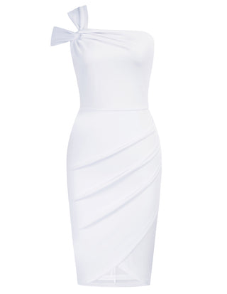 Asymmetric Wrap Hem Party DressOne Shoulder Ruched Bodycon Dress