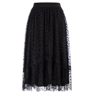 Tulle Netting Skirt Elastic Waist High-Low Hem Swing Skirt