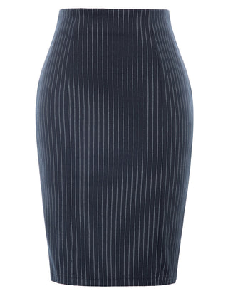 Pinstripe Bodycon Skirt OL Lady High Waist Hips-Wrapped Skirt