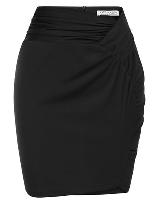 Ruched Mini High Waist Mid-Thigh Length Bodycon Skirt
