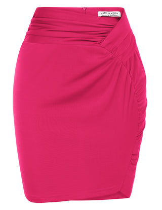Ruched Mini High Waist Mid-Thigh Length Bodycon Skirt