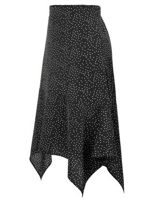 Irregular Hem Skirt Elastic High Waist Mid-Calf A-Line Skirt