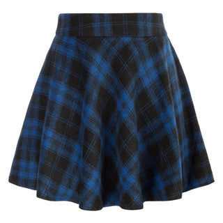 Plaided Mini Skirt High Waist Mid-Thigh Length Side Zipper Sexy