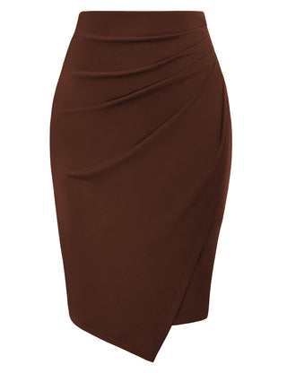 Overlay Decorated Skirt High Waist Ruched Bodycon Skirt
