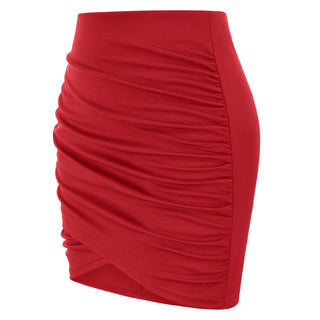 Wrap Hem Ruched Skirt High Waist Mid-Thigh Length Mini Skirt