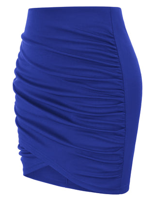Wrap Hem Ruched Skirt High Waist Mid-Thigh Length Mini Skirt