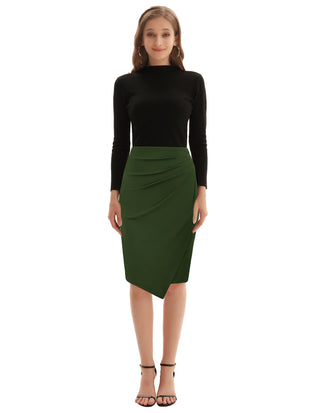 Overlay Decorated Skirt High Waist Ruched Bodycon Skirt