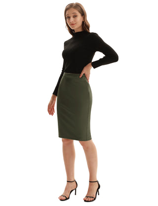 Back Split Hips-Wrapped Pencil Skirt