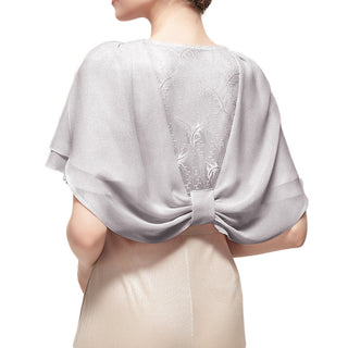 Chiffon Cover-up 3-Layer Bell Sleeve Open Front Lace Patchwork Shrug