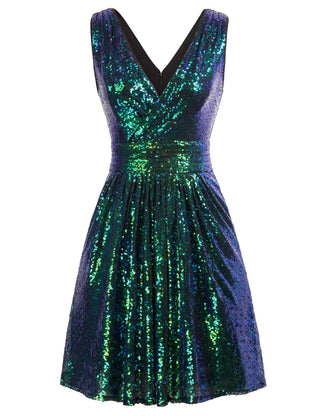 Sexy Women’s Sleeveless V-Neck Sequined Ball Evening Prom Party Dress