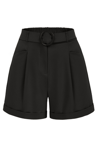 Fold-over Leg Opening Shorts with Belt