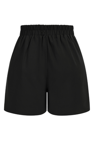 Tie-Waist Shorts Elastic High Waist Short Pants with Pockets