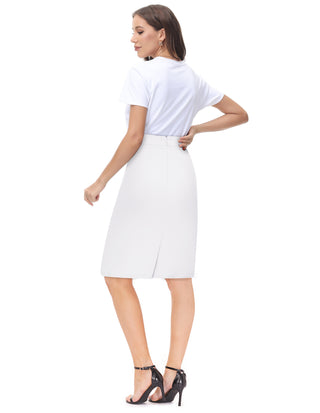 Womens Knee Length Elastic Waist Stretchy Bodycon Business Pencil Skirt