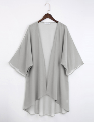Loose Fit Summer 3/4 Batwing Sleeve Open Front Chiffon Cover-up Coat