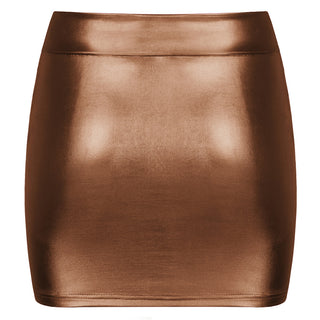 Shiny Metallic Bodycon Bandage Pencil Skirt Mini Skirt