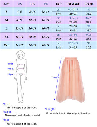 Flocking Tulle Netting Skirt Elastic Waist Irregular Hem Swing Skirt
