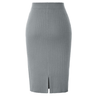 Ribbed Knitted Skirt Elastic Waist Hips-Wrapped Skirt